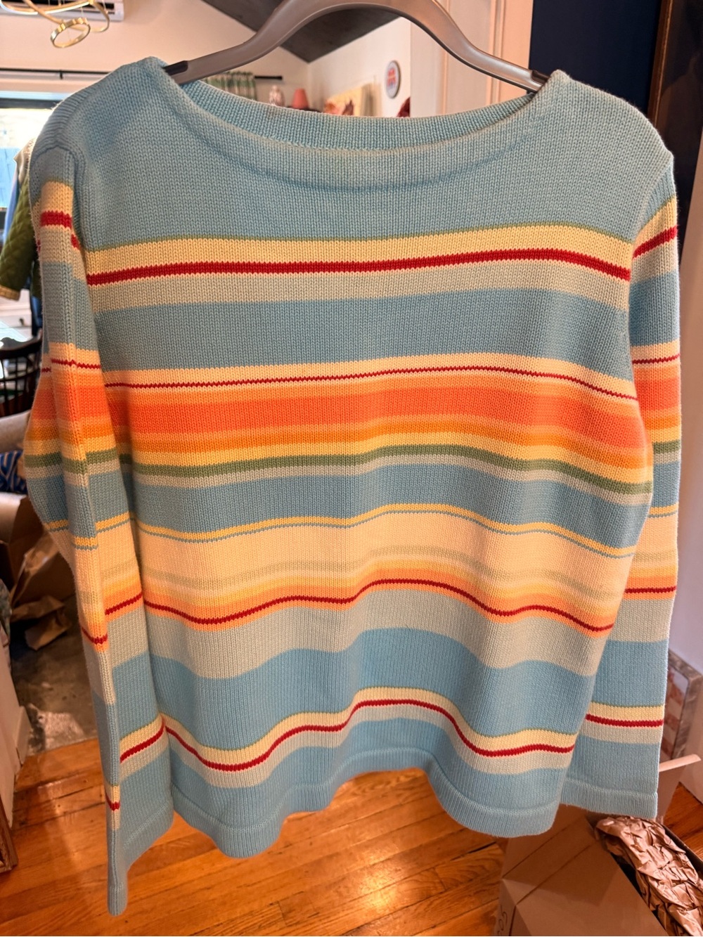 Lauren Ralph Lauren Light Blue Multicolor Striped Crewneck Sweater